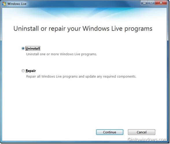 Windows Live Essentials Uninstaller